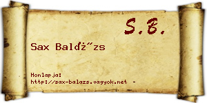 Sax Balázs névjegykártya